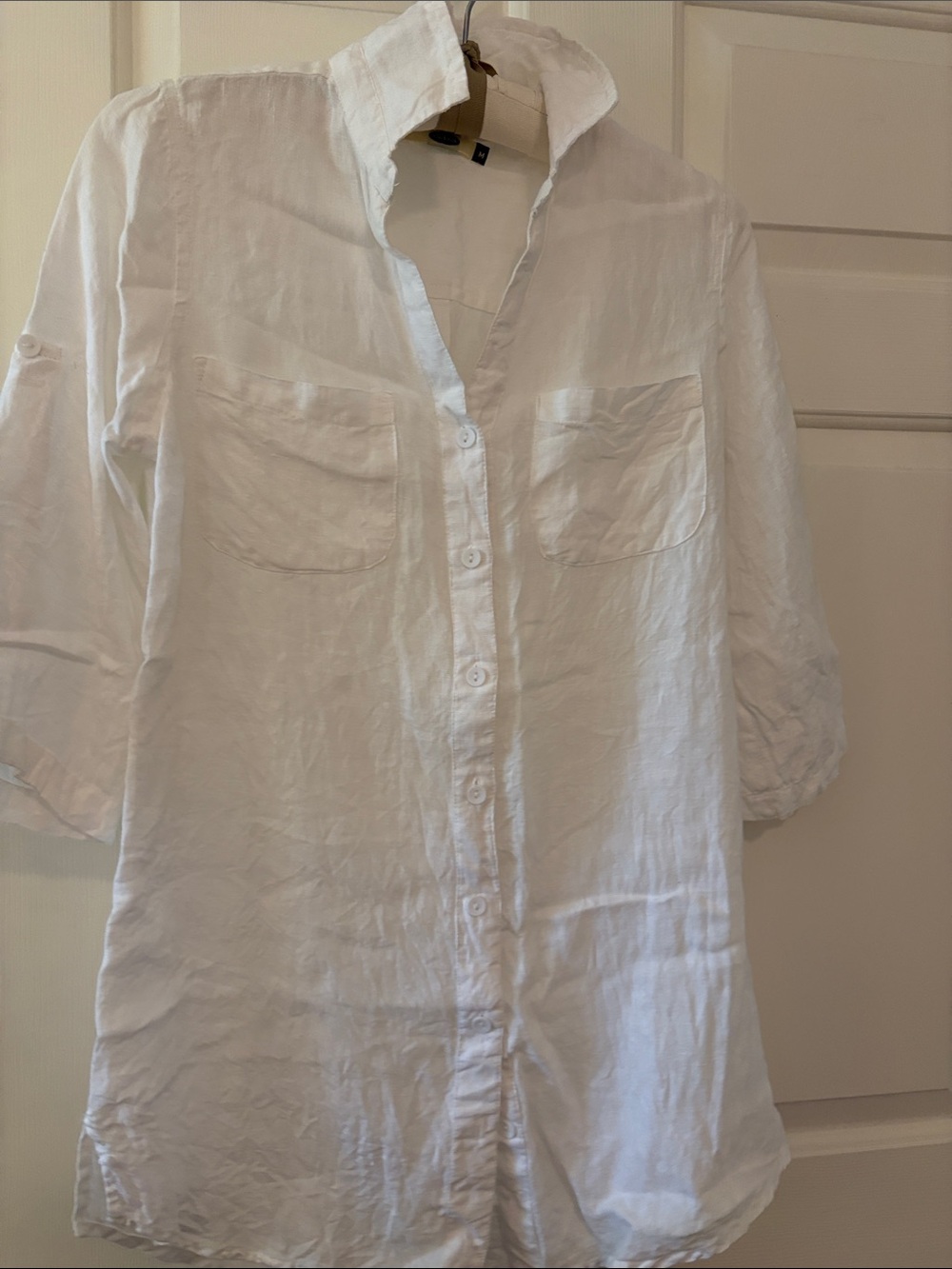 Dolma classic white linen shirt dress